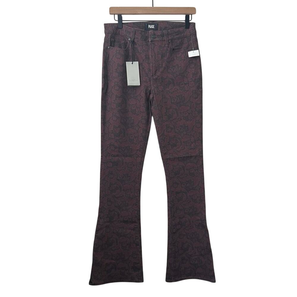 Paige High Rise Lou Lou Flare Jean In Cherrywood Paisley Multi Size 29 - Picture 2 of 16